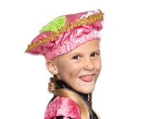 Pietbaret satijn roze met veer
