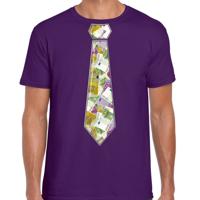 Cadeau T-shirt voor heren - geld stropdas - paars - verjaardag