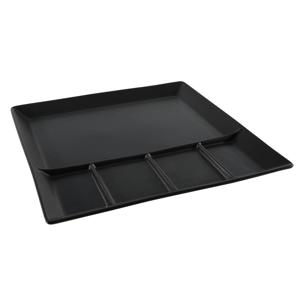 Gourmetbord - 5 vlaks - zwart - aardewerk - 24 cm - fonduebord - barbecue bord