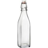 Bormioli Rocco beugelfles/weckfles - 1 liter - glas - vierkant - water/olie/azijn/sapjes   -