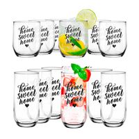 Glasmark Drinkglazen/waterglazen Tumblers Home Sweet Home - transparant glas - 12x stuks - thumbnail