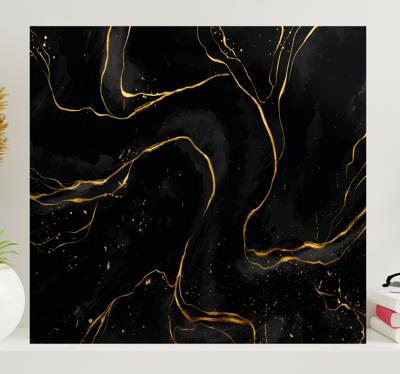 Elegante canvas schilderij Zwart en gouden marmer