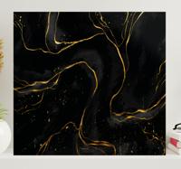 Elegante canvas schilderij Zwart en gouden marmer