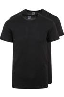 Alan Red Slim Fit T-Shirt ronde hals Dubbel pak zwart, Effen