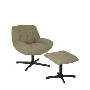 Bronx71 Draaifauteuil met hocker Santa linnen olijfgroen