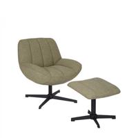 Bronx71 Draaifauteuil met hocker Santa linnen olijfgroen