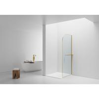 Aloni Douchewand - 100x200cm - afgeronde hoeken - veiligheidsglas - 6mm - handdoekhouder - goud geborsteld DW-100BG Aloni Douchewand - 100x200cm - afgeronde hoeken - veiligheidsglas - 6mm - handdoekhouder - goud geborsteld DW-100BG