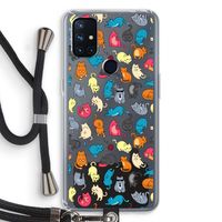 Kleurrijke katten: OnePlus Nord N10 5G Transparant Hoesje met koord