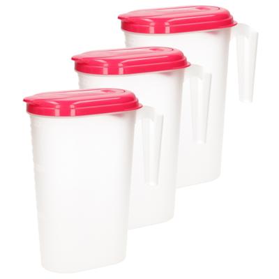 Plasticforte Schenkkan - 1x stuks - met roze deksel - 1,6L - kunststof - sapkan