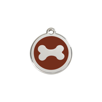 Bone Brown roestvrijstalen hondenpenning small/klein dia. 2 cm - Reddingo