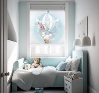 Luchtballon babykamer rolgordijn met dieren en naam