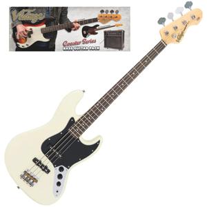 Vintage VIP-V49VW Coaster Series Vintage White Bass Pack elektrische basgitaar set met versterker