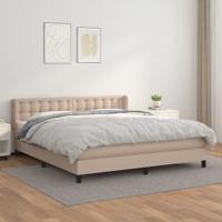 Boxspring met matras kunstleer cappuccinokleurig 160x200 cm