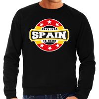 Have fear Spain is here sweater voor Spanje supporters zwart voor heren - thumbnail