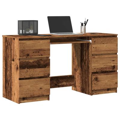 Schrijftafel 140x50x77 cm bewerkt hout oud houtkleurig