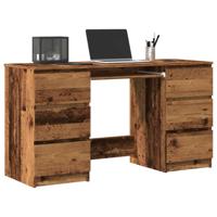Schrijftafel 140x50x77 cm bewerkt hout oud houtkleurig