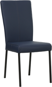 Blauwe leren moderne eetkamerstoel Daily - poot vierkant zwart - Toledo Leer Kobalt (blauw leer)