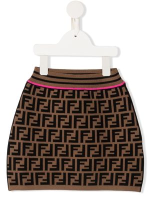 Fendi Kids jupe à logo FF - Marron