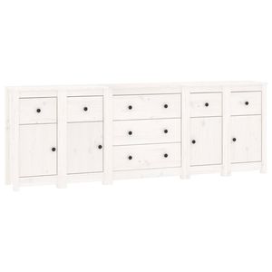 The Living Store Dressoir - Massief Grenenhout - Wit - 230 x 35 x 80 cm - Met voldoende opbergruimte