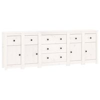 The Living Store Dressoir - Massief Grenenhout - Wit - 230 x 35 x 80 cm - Met voldoende opbergruimte - thumbnail