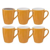 5Five Koffiemokken Colorama - 6x stuks - Keramiek - geel - 380 ml - 9 x 11 cm