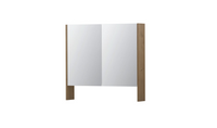 INK SPK3 spiegelkast met 2 dubbel gespiegelde deuren, open planchet, stopcontact en schakelaar 80 x 14 x 74 cm, fineer ash grey