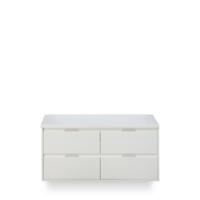 Porto Badmeubelset 120 cm - 4 laden Wit Hoogglans - Wastafel Bovenblad Wit Hoogglans