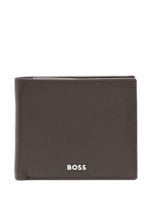 BOSS portefeuille en cuir à plaque logo - Marron