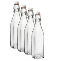 6x Beugelflessen/weckflessen transparant 250 ml vierkant