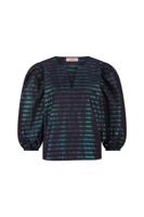 Xara sparkle stripe blouse - dark blue/bottle green - 13332