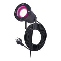 Sydney Smart prikspot - RGBWW - Wifi + Bluetooth - 5,5 Watt 400 lumen - IP65 Waterdicht - 1,5m netsnoer - Bestuurbaar via app - Google Home, Amazon Alexa en Siri - Zwart - Tuinspots