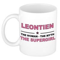 Naam cadeau mok/ beker Leontien The woman, The myth the supergirl 300 ml   - - thumbnail