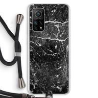 Zwart marmer: Xiaomi Mi 10T 5G Transparant Hoesje met koord Zwart marmer: Xiaomi Mi 10T 5G Transparant Hoesje met koord