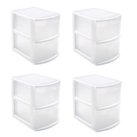 Set van 4x stuks ladeblokken/bureau organizers met 2 lades wit/transparant 39 x 29 x 40 cm