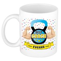 Cadeau koffie/thee mok voor coach/trainer - beste coach - blauw - 300 ml - thumbnail