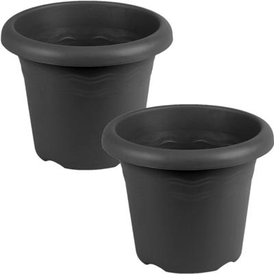 Hega Hogar Plantenbak - 5x - antraciet - kunststof - D16 x H12 cm
