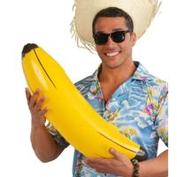 Opblaasbare banaan/bananen - Set van 5x stuks - geel - fruit - 70 cm - decoratie - fun - versiering