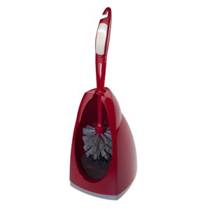 Wc-borstel/toiletborstel met houder rood/grijs 41.5 cm van kunststof/RVS   -