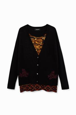 Gebreid boho-vest - BLACK - XXL