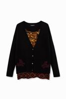 Gebreid boho-vest - BLACK - XS
