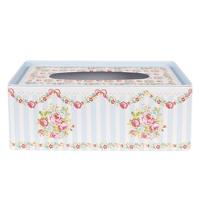 Clayre & Eef Tissue Box 23x13x10 cm Blauw Aluminium