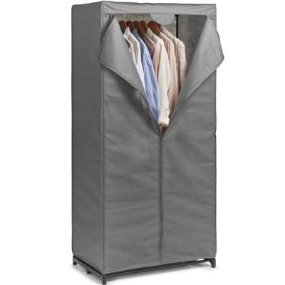 Mobiele opvouwbare kledingkast - 2x stuks - met grijze hoes - 75 x 50 x 160 cm - bijzet kast - campi