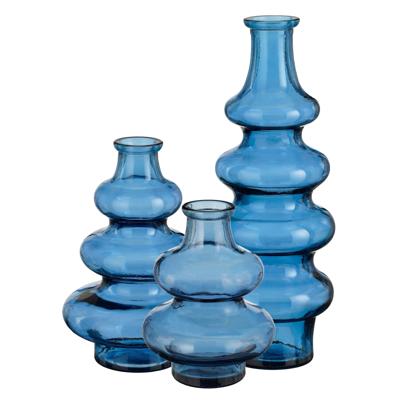 Bloemenvaas Sira - 3x - transparant glas - blauw - 3 maten - vaas - sierlijk model