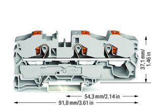 WAGO 2216-1301 Doorgangsklem 12 mm Push-In-klem Grijs 20 stuk(s)