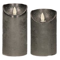 Set van 2x stuks Antraciet grijze Led kaarsen met bewegende vlam - thumbnail