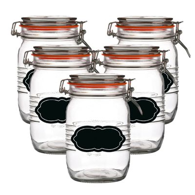 Weckpot/inmaakpot - 10x - 1L - glas - met beugelsluiting - incl. etiketten