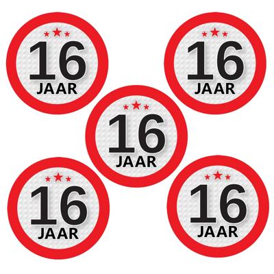 16 jaar leeftijd sticker - 10x - rond - Dia 9 cm - 16 jaar verjaardag - jubileum - leeftijd versieri