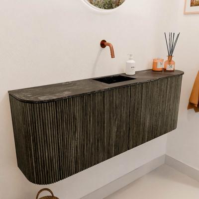 Toiletmeubel Mondiaz Joya Dlux | 113.2 cm | Meubelkleur Shadow | Faye wastafel Lava Wasbak Midden | Zonder kraangat(en)