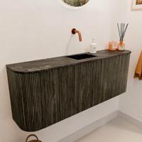 Toiletmeubel Mondiaz Joya Dlux | 113.2 cm | Meubelkleur Shadow | Faye wastafel Lava Wasbak Midden | Zonder kraangat(en)