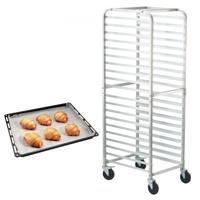 VEVOR Broodjesstandaard 20 niveaus Commerciële bakkerijstandaard met remwielen, aluminium rekwagenopslag, broodbakapparatuur Draagvermogen 240 kg, 660 x 517 x 1767 mm